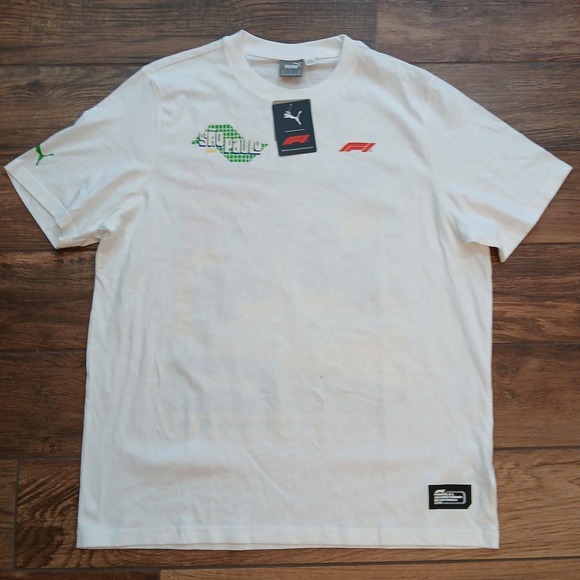 Puma Formula 1 Shirt Mens Medium White F1 Sao Paulo Grand Prix Graphic T-Shirt - Picture 2 of 10